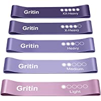 Los mejores  - Gritin Bandas Elásticas Fitness-Bandas de Resistencia- Set de 5 Cintas Elásticas Fitness y Musculación de Látex Natural…